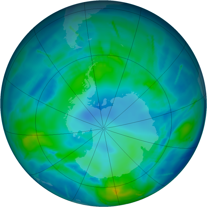 Antarctic ozone map for 29 April 2011